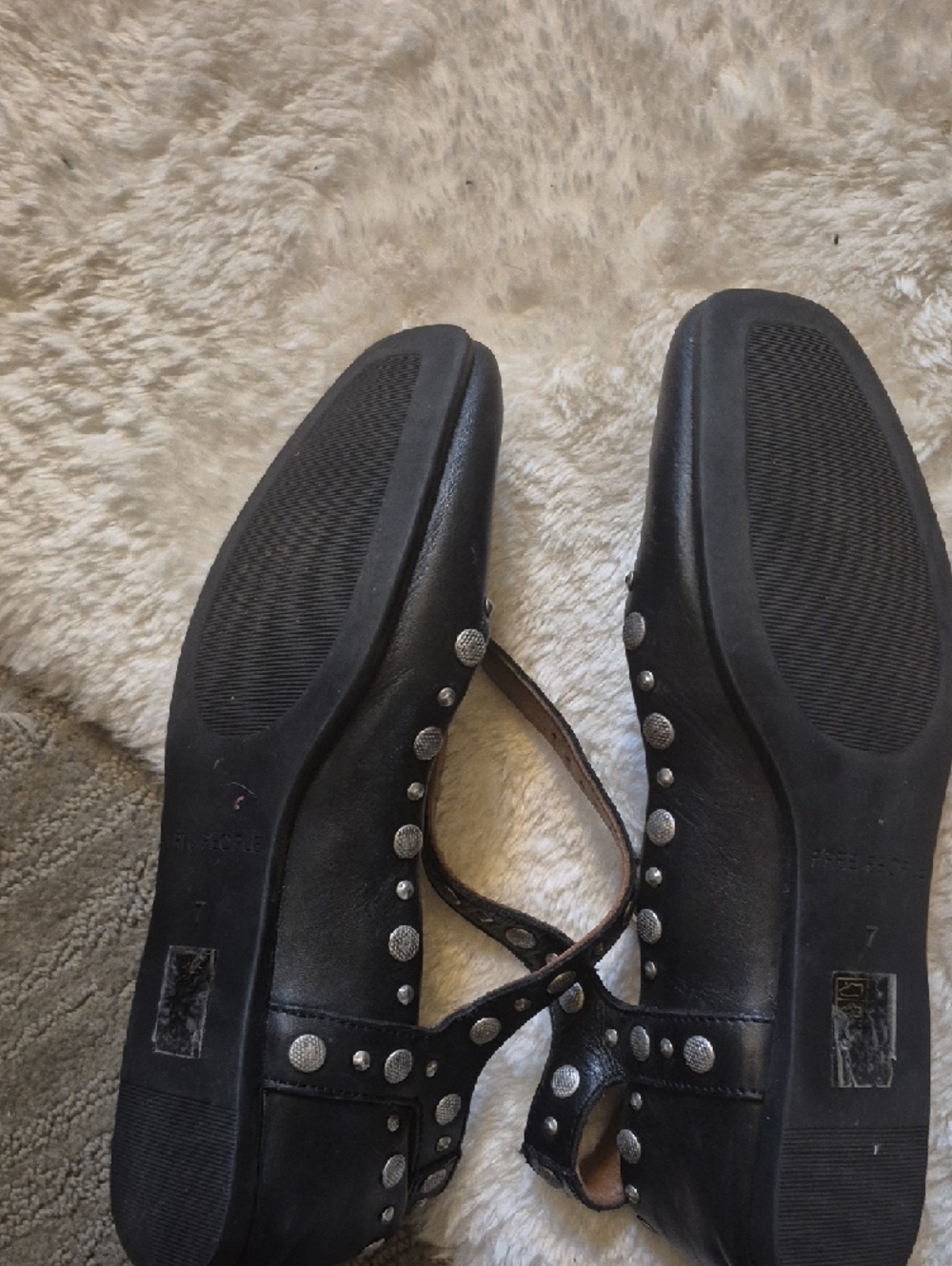 Free People Black Leather Studded Mary Jane Flats - Picture 5 of 5
